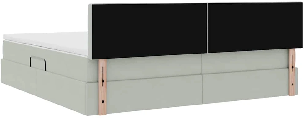 Saugos lova su galvūgalio Šviesiai pilka 200 x 200 cm Aksomas