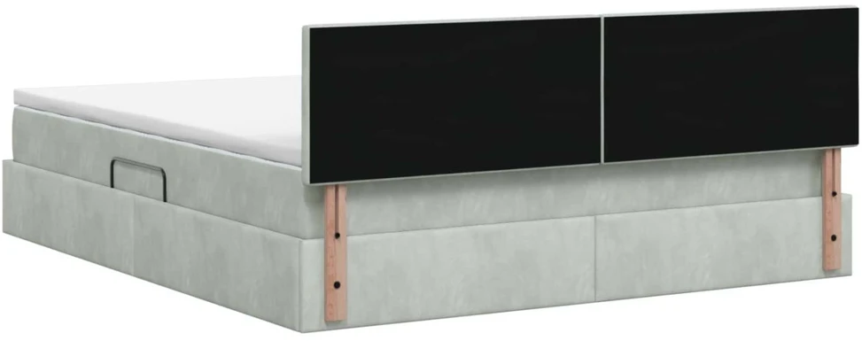 Saugos lova su galvūgalio Šviesiai pilka 160 x 200 cm Aksomas