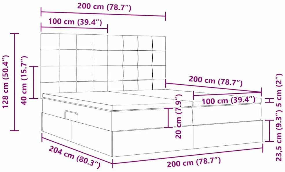 Saugos lova su galvūgalio Šviesiai pilka 200 x 200 cm Audinys