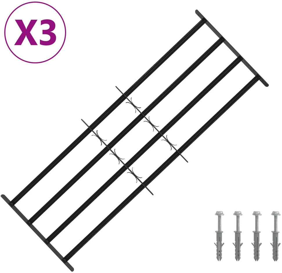Saugumo grotelės langams su 4 kryžmėmis 3 vnt. 93-174 cm
