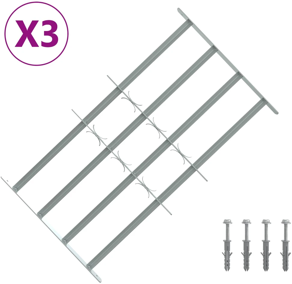 Saugumo grotelės langams su 4 kryžmėmis 3 vnt. 630-1140 mm