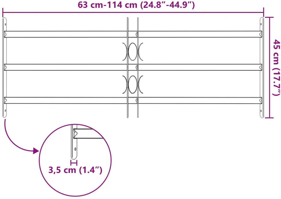 Saugumo grotelės langams su 4 kryžmėmis 3 vnt. 93-174 cm