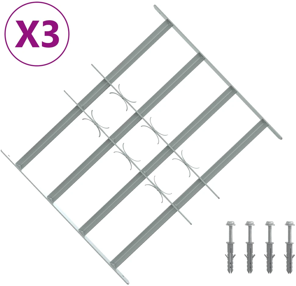 Saugumo grotelės langams su 4 kryžmėmis 3 vnt. 430-740 mm