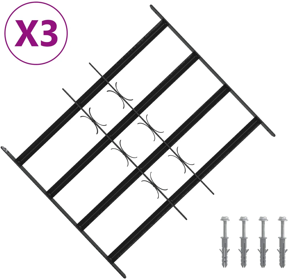 Saugumo grotelės langams su 4 kryžmėmis 3 vnt. 43-74 cm