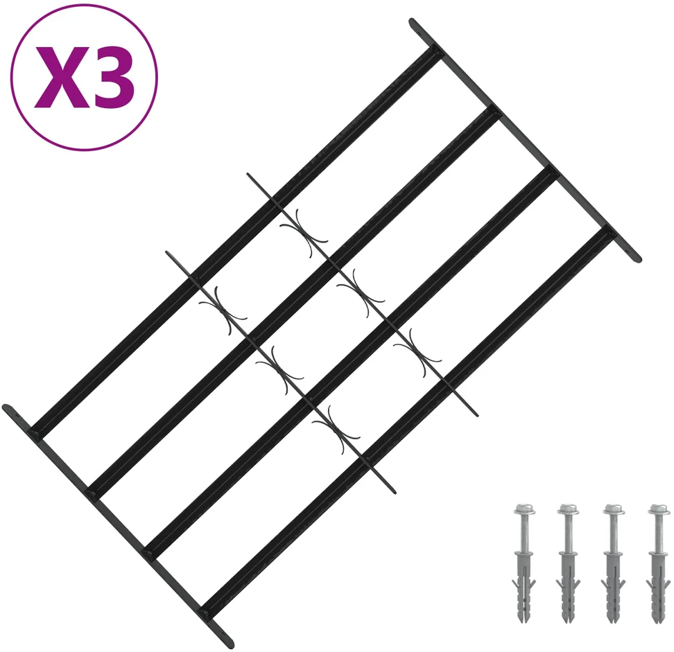 Saugumo grotelės langams su 4 kryžmėmis 3 vnt. 63-114 cm