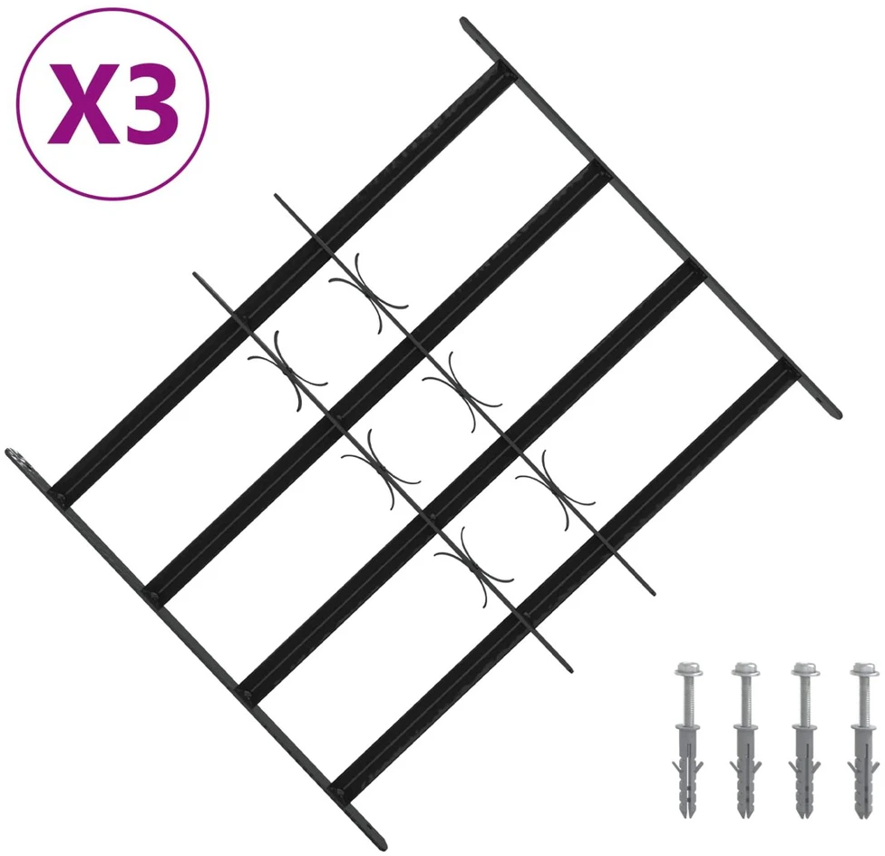 Saugumo grotelės langams su 4 kryžmėmis 3 vnt. 43-74 cm