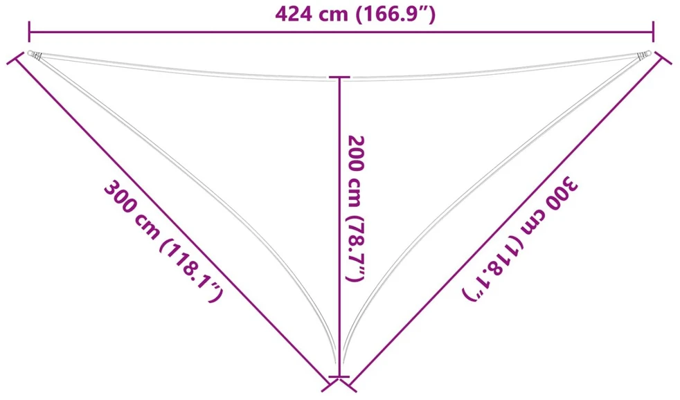 Saulės burė 3 x 3 x 4,24 m 100% poliesteris Oksfordas Trikampio