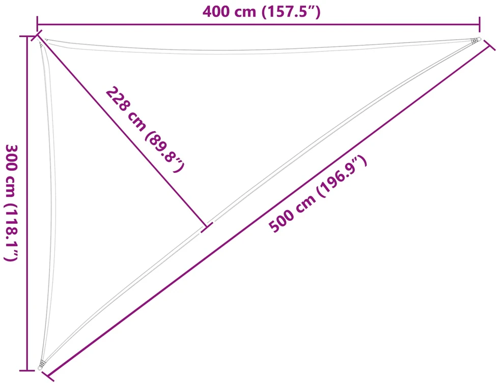 Saulės burė 3 x 4 x 5 m 100% poliesteris Oksfordas Trikampio