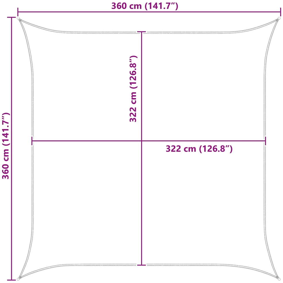 Saulės burė 3,6 x 3,6 m 100% poliesteris Oksfordas Kvadrato
