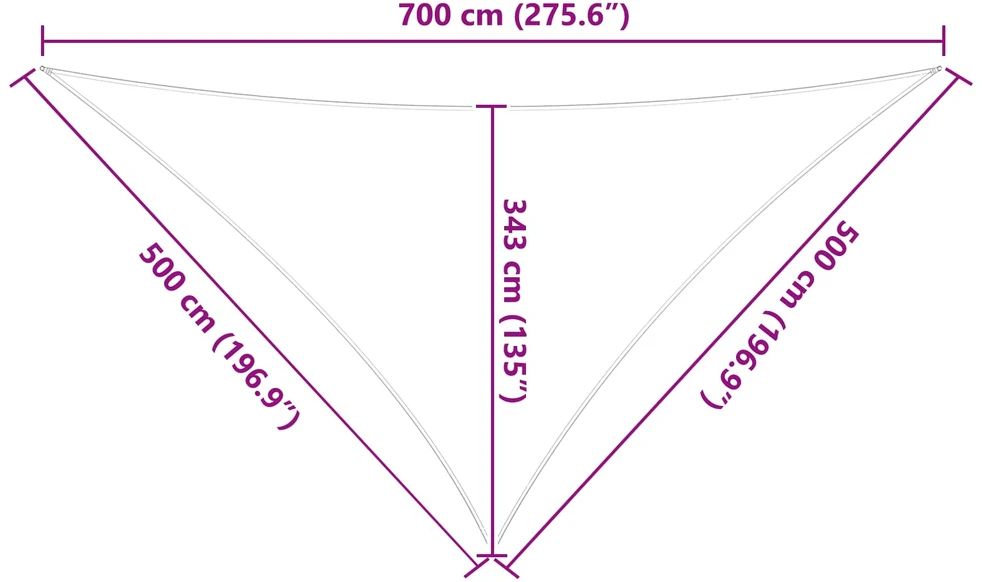 Saulės burė 7 x 5 x 5 m 100% poliesteris Oksfordas Trikampio