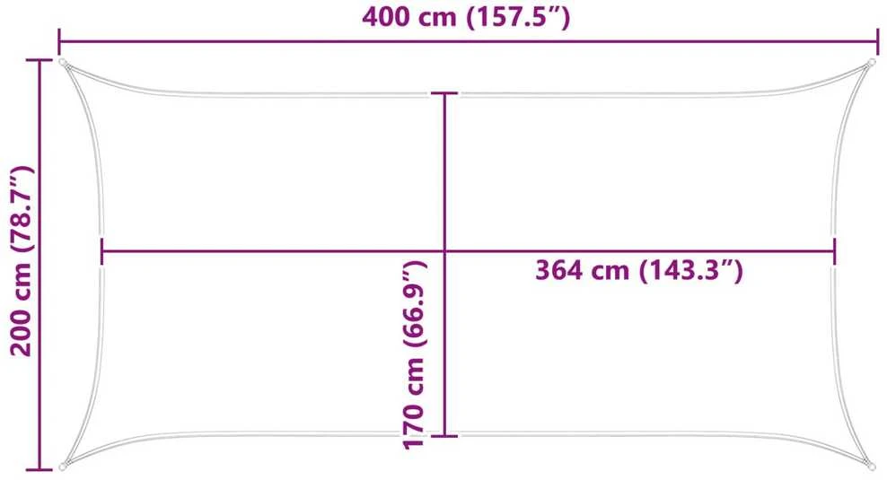 Saulės burė Geltona ir balta 4 x 2 m 100% poliesteris Oksfordas