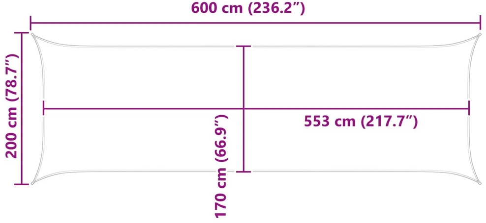 Saulės burė Geltona ir balta 6 x 2 m 100% poliesteris Oksfordas