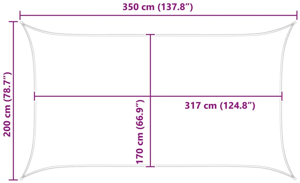 Saulės burė Mėlyna ir balta 3,5 x 2 m