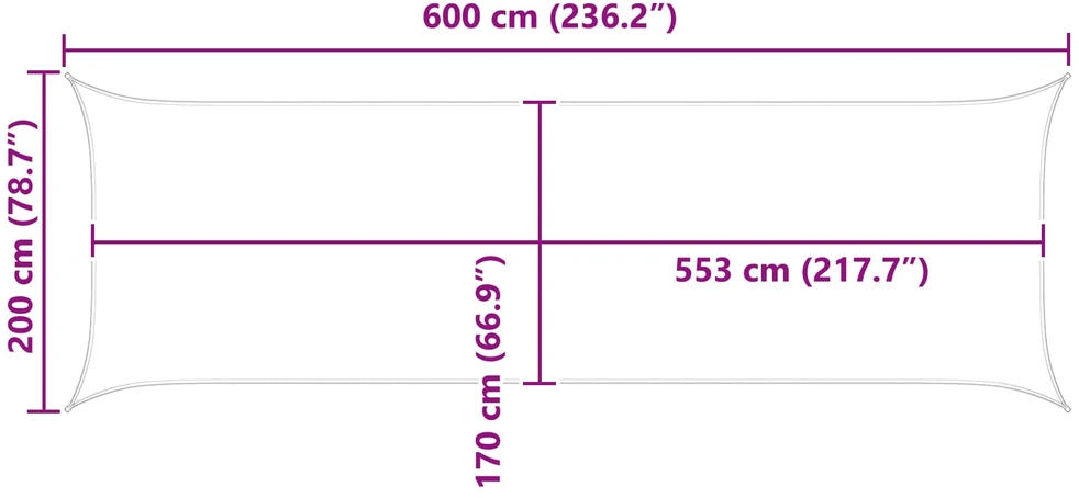 Saulės burė Mėlyna ir balta 2 x 6 m 100% poliesteris Oksfordas
