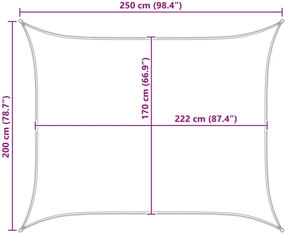 Saulės burė Šviesiai pilka ir balta. 2 x 2,5 m