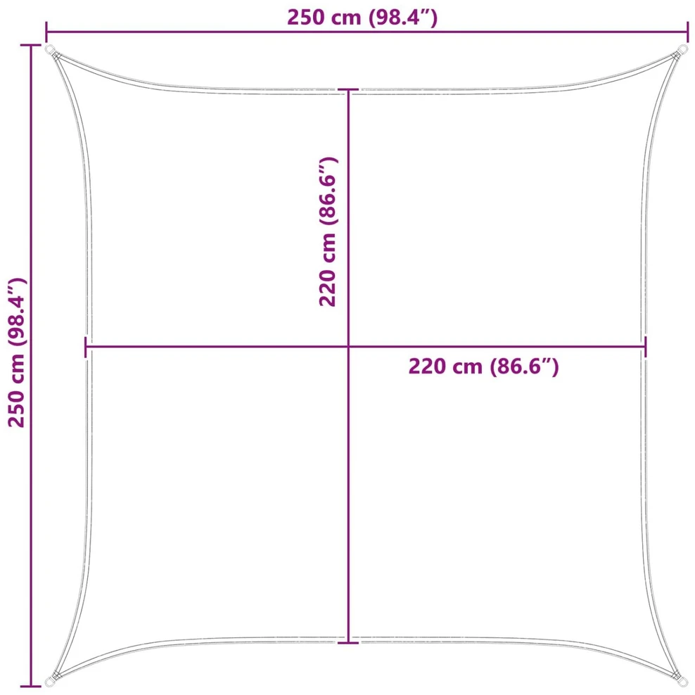 Saulės burė 2,5 x 2,5 m 100% poliesteris Oksfordas Kvadrato