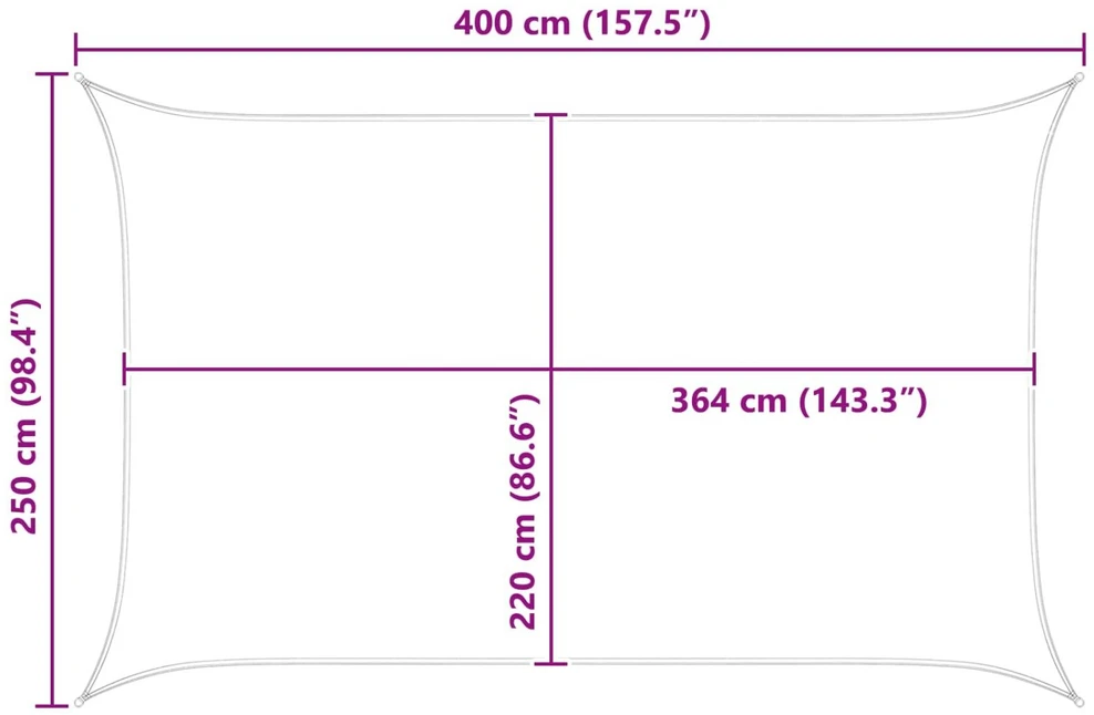 Saulės burė Šviesiai pilka ir balta. 4 x 2,5 m