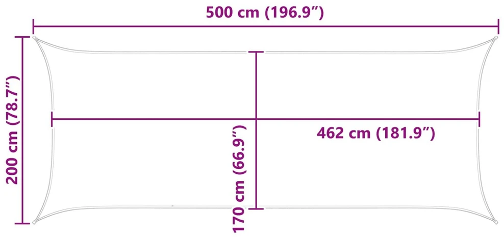 Saulės burė Šviesiai pilka ir balta. 5 x 2 m