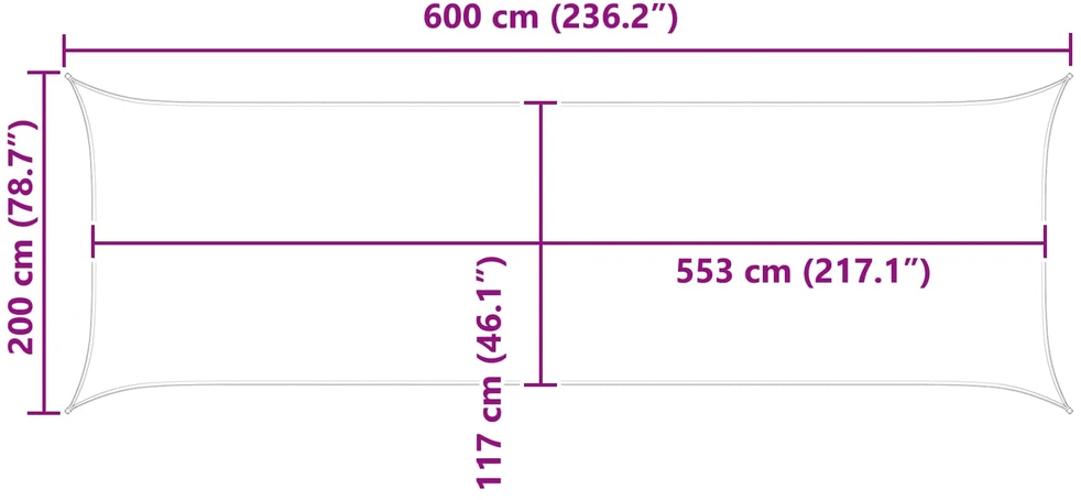 Saulės burė Šviesiai pilka ir balta. 2 x 6 m