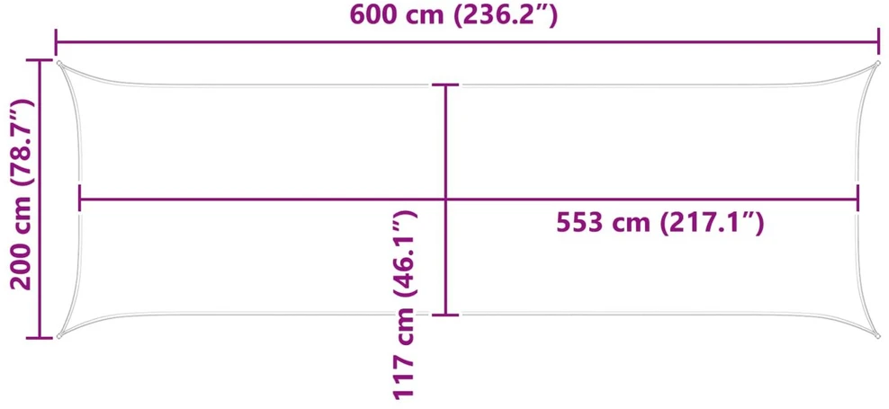 Saulės burė Šviesiai pilka ir balta. 2 x 6 m