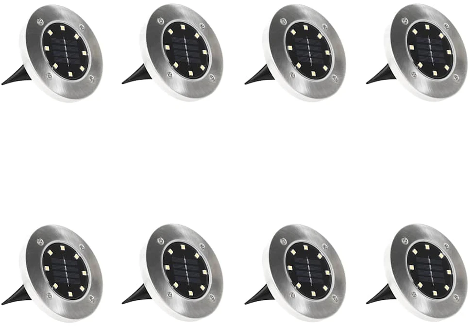Saulės energija įkraunami LED šviestuvai, 8vnt., įvairių spalvų