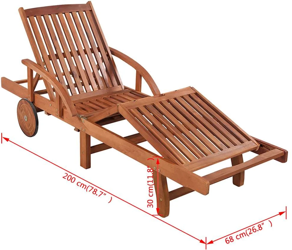 Sofa Saulės gultai, 2 vnt., su staliuku, akacijos mediena