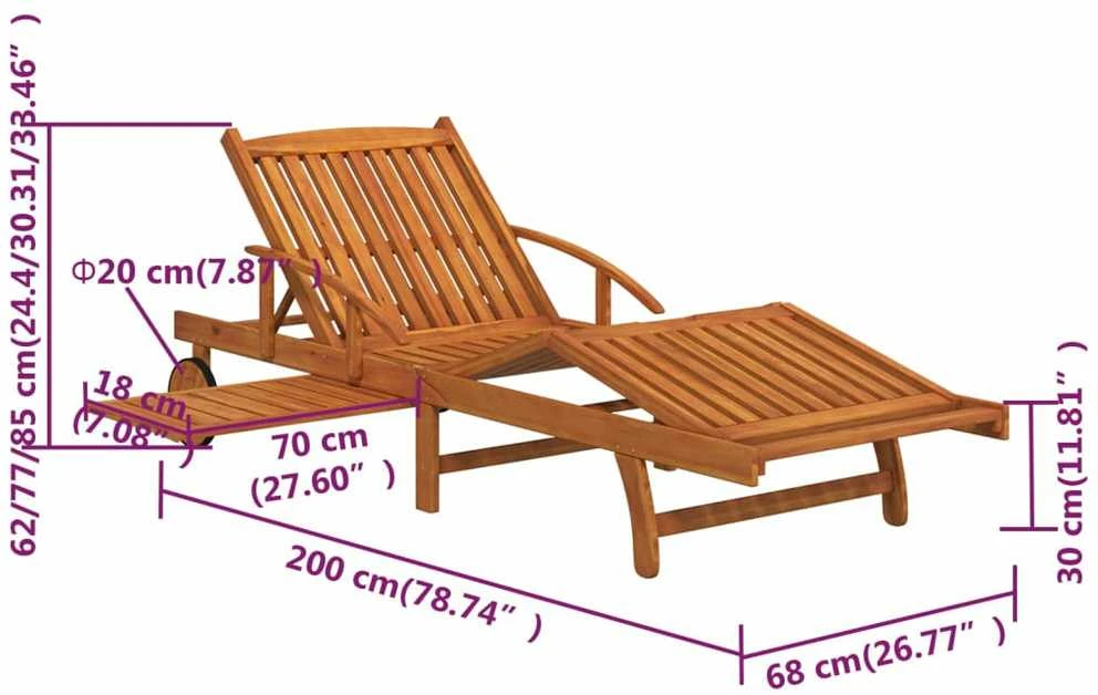 Saulės gultai, 2vnt., akacijos medienos masyvas