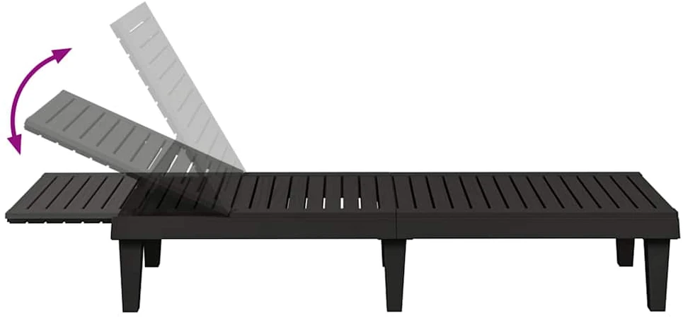 Sofa Saulės gultai, 2vnt., juodi, 155x58x83cm, polipropilenas