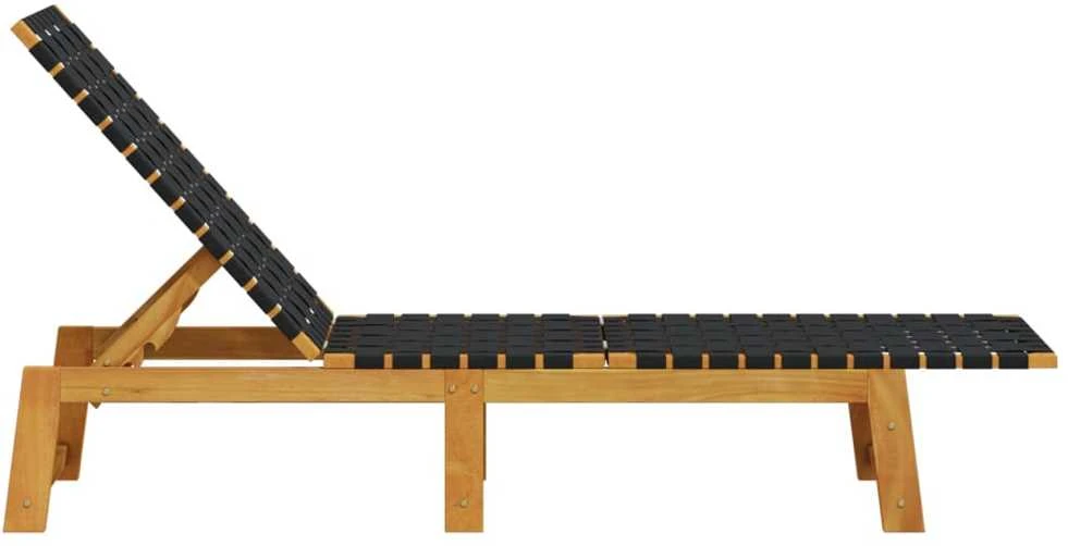 Saulės gultai, 2vnt., juodi, akacijos masyvas ir audinys