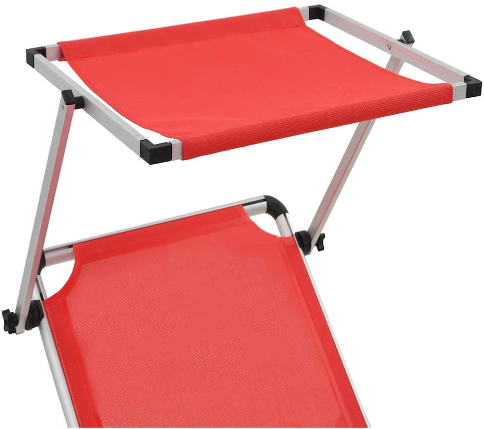 Sofa Saulės gultai, 2vnt., raudoni, aliuminis ir tekstilenas