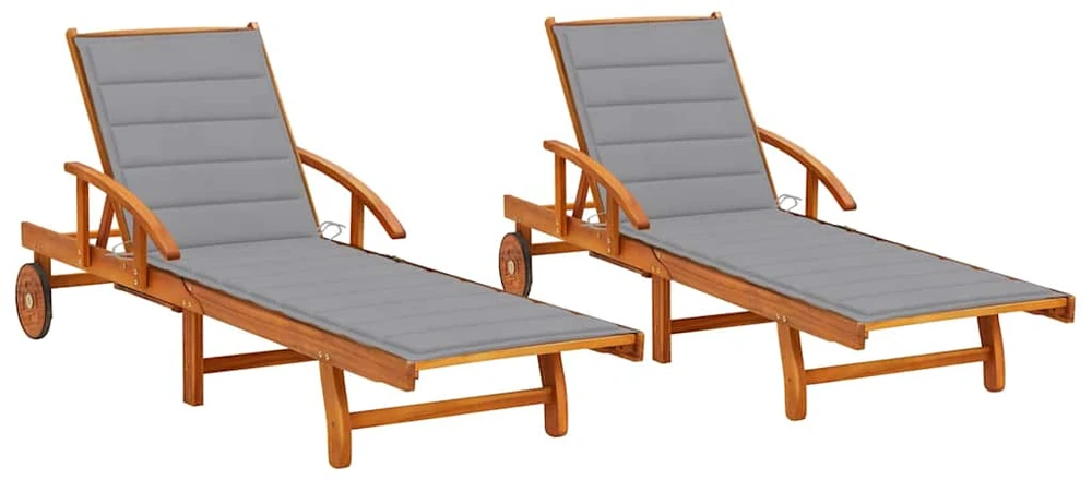 Sofa Saulės gultai su čiužinukais, 2vnt., akacijos medienos masyvas
