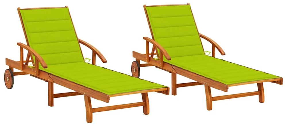 Sofa Saulės gultai su čiužinukais, 2vnt., akacijos medienos masyvas
