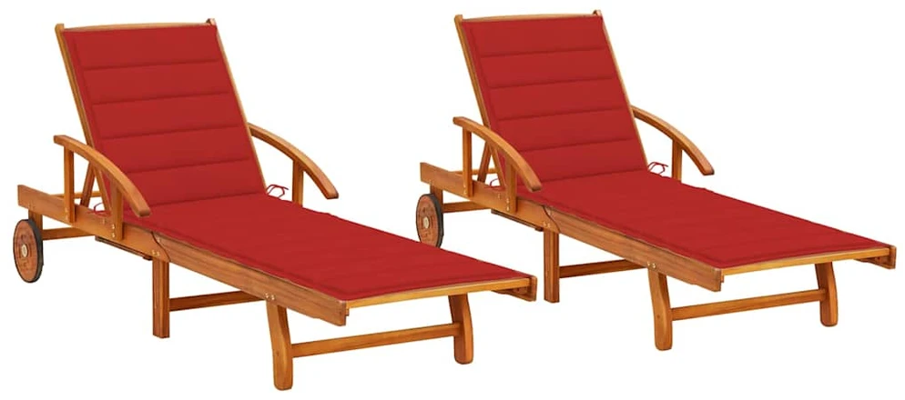 Sofa Saulės gultai su čiužinukais, 2vnt., akacijos medienos masyvas