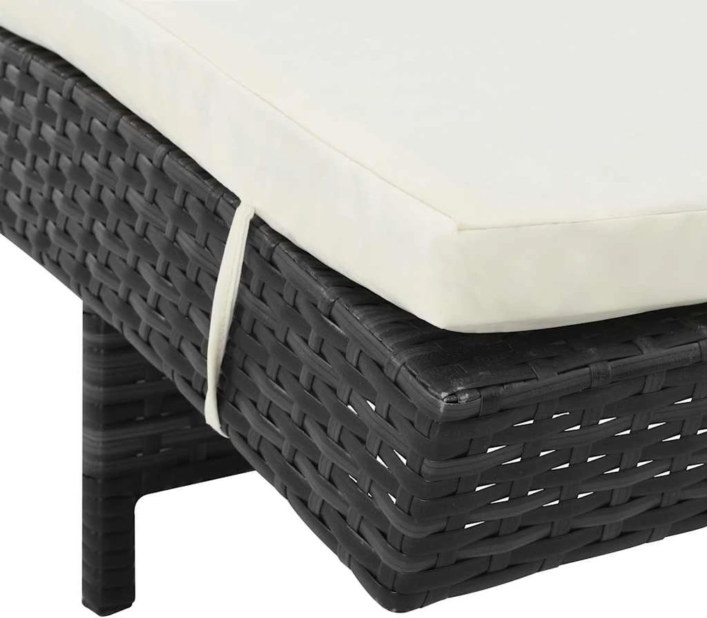 Sofa Saulės gultai su ratukais/čiužinukais, 2vnt., juodi, ratanas