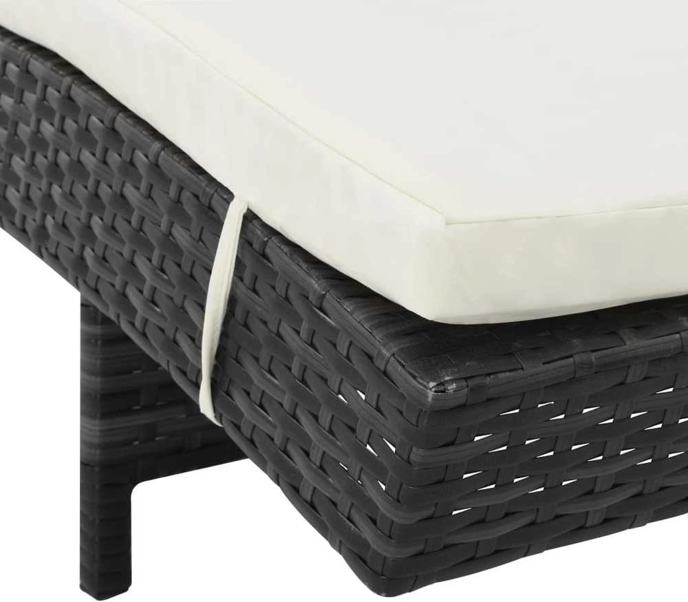 Sofa Saulės gultai su ratukais/čiužinukais, 2vnt., juodi, ratanas