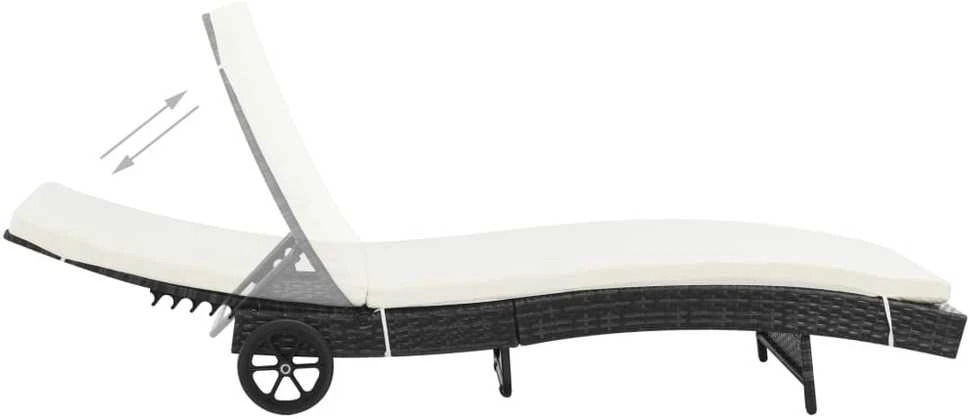 Sofa Saulės gultai su ratukais/čiužinukais, 2vnt., juodi, ratanas