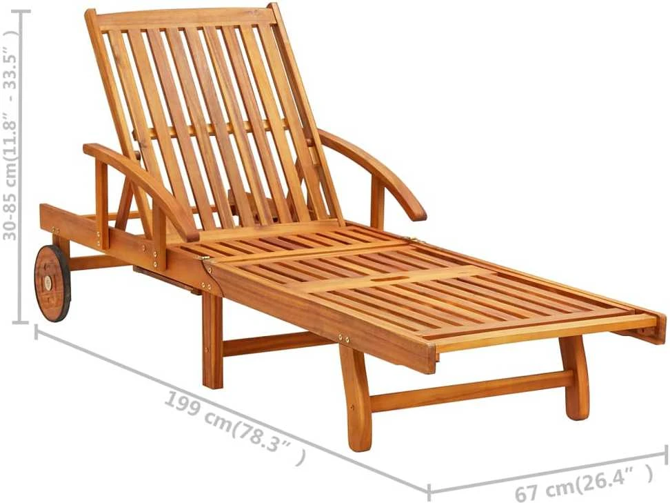 Sofa Saulės gultai su staliuku ir čiužinukais, 2vnt., akacija