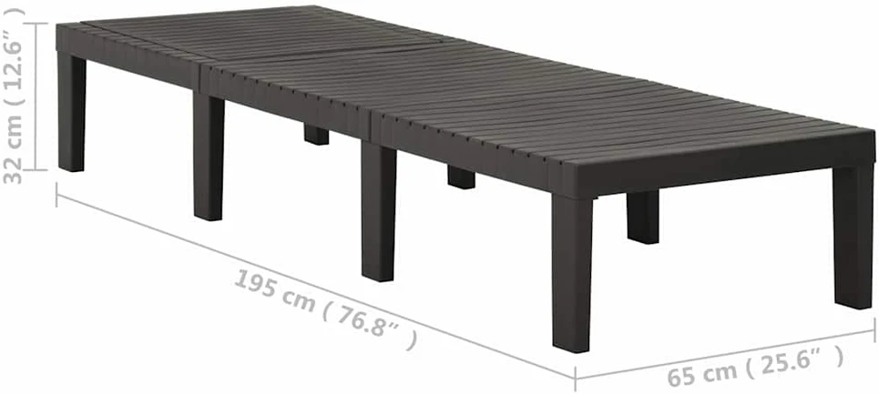 Saulės gultas, antracito spalvos, plastikas