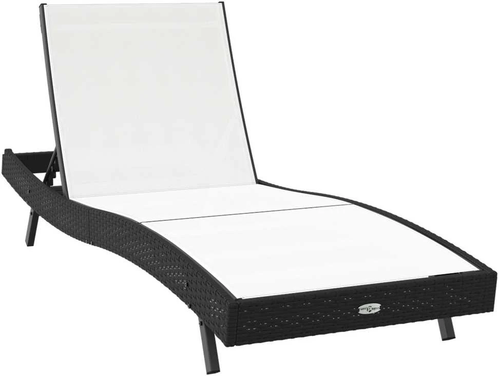 Saulės gultas Juoda ir Balta 197 x 70 x 82 cm poliratanas
