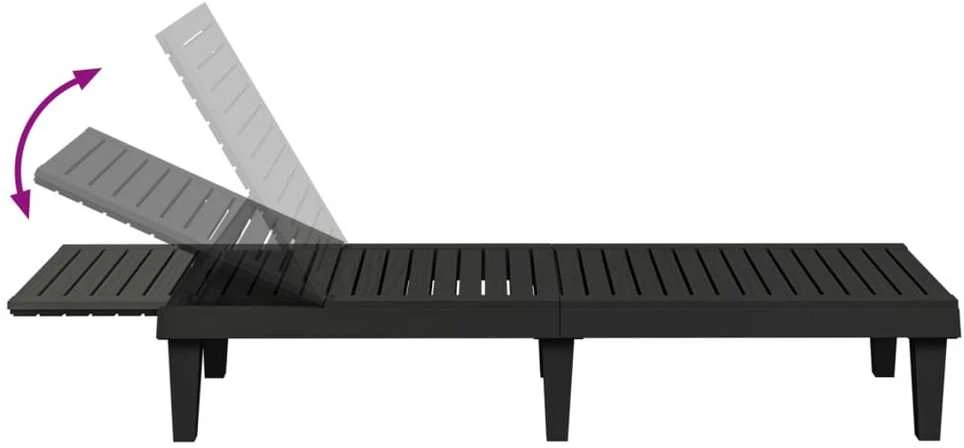 Saulės gultas, juodos spalvos, 155x58x83cm, polipropilenas