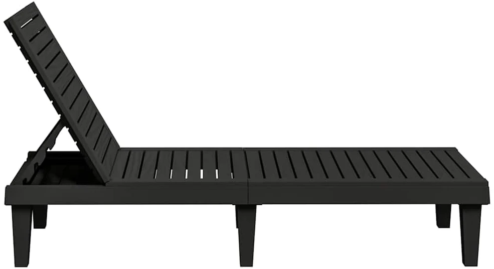 Saulės gultas, juodos spalvos, 155x58x83cm, polipropilenas