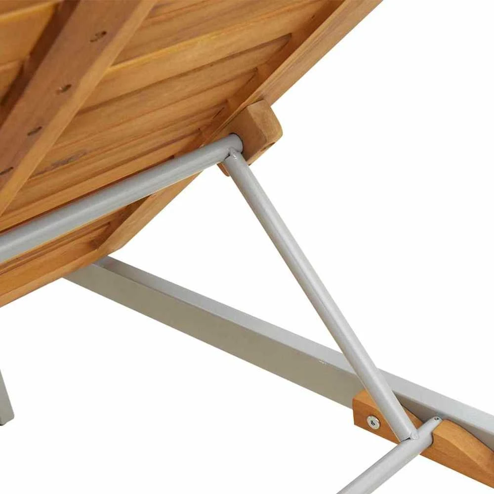 Saulės gultas Pilka 200 x 55 x 35 cm Kietos akacijos mediena