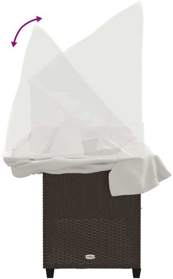 Saulės gultas su skliautu ir pagalvėlėmis, rudas, poliratanas