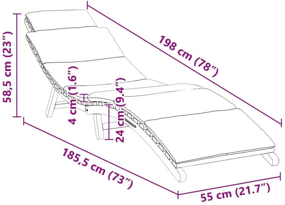 Sodo gultas Ruda 198 x 55 x 58,5 cm Kieto teka medžio