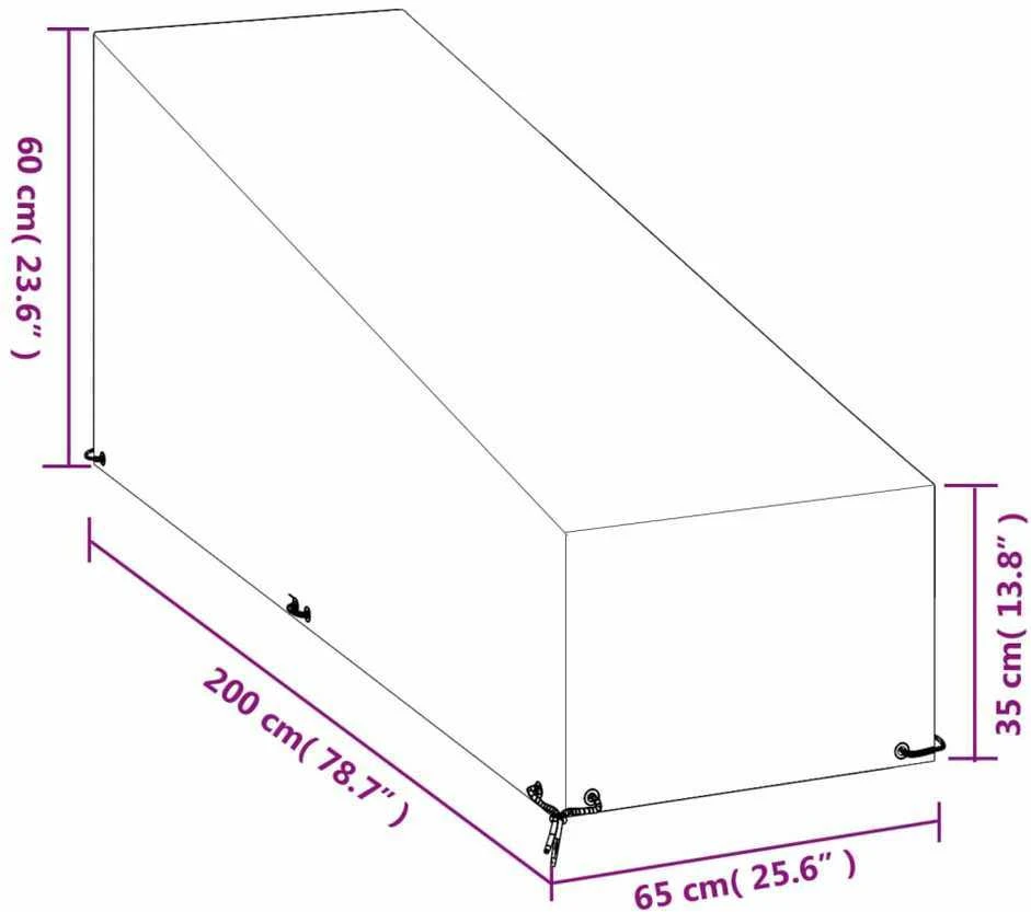 Saulės gulto uždangalas, 200x65x35/60cm, polietilenas, 12 kilpų