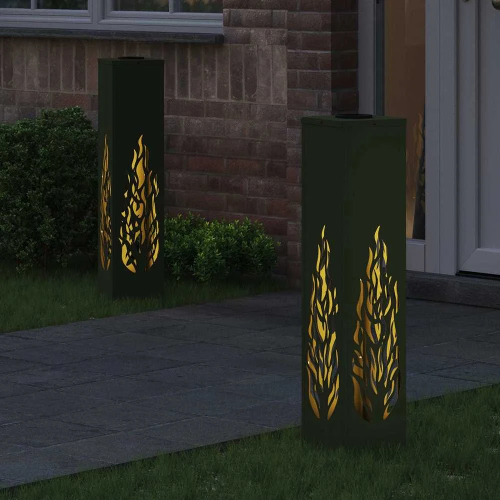 Saulės LED šaligatvio šviesa 2 vnt. Šilta balta 18 x 18 x 80 cm