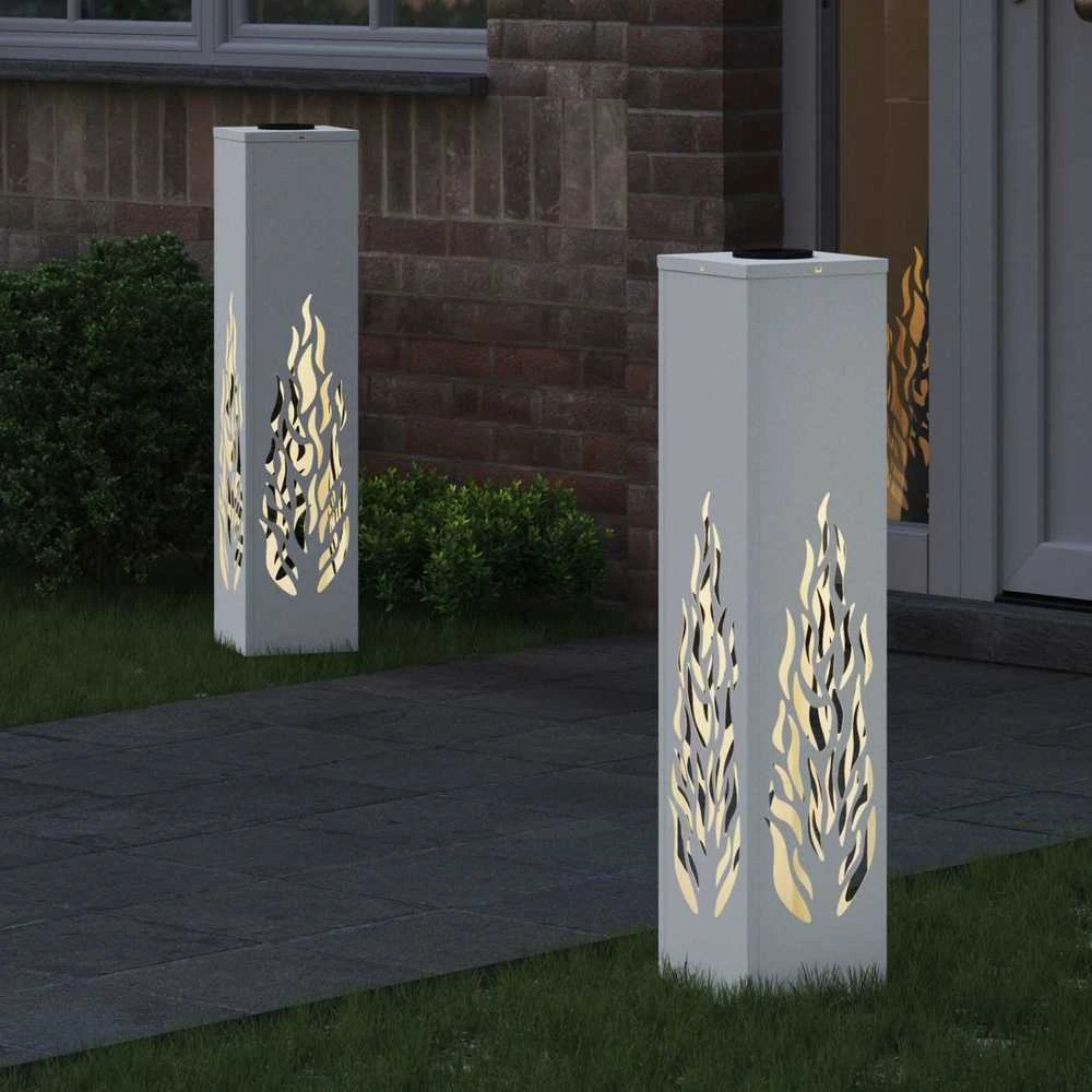 Saulės LED šaligatvio šviesa 2 vnt. Šilta balta 18 x 18 x 80 cm