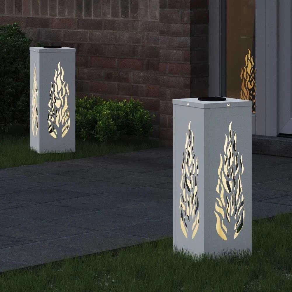 Saulės LED šaligatvio šviesa 2 vnt. Šilta balta 18 x 18 x 50 cm