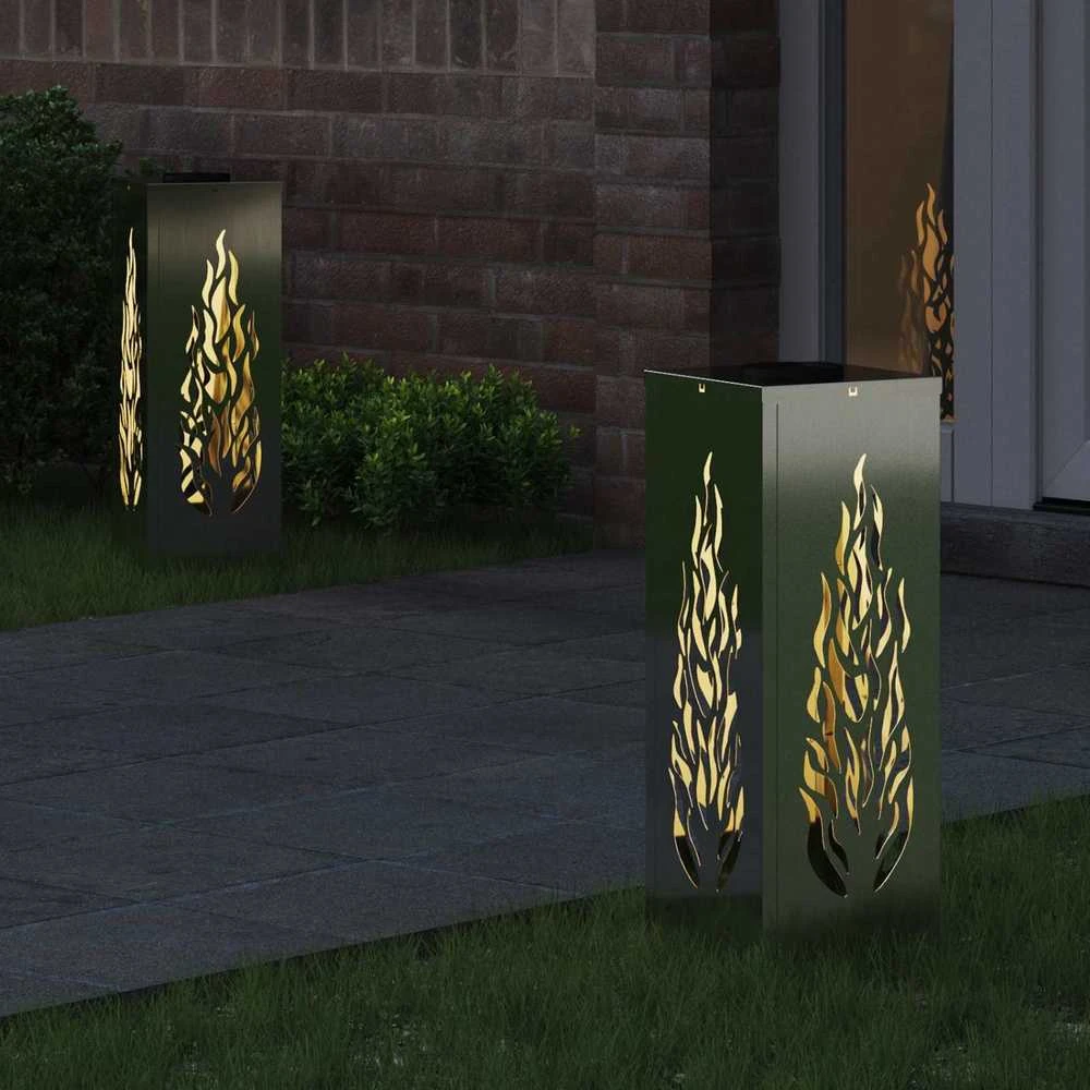 Saulės LED šaligatvio šviesa 2 vnt. Šilta balta 18 x 18 x 50 cm