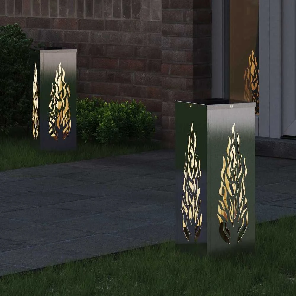 Saulės LED šaligatvio šviesa 2 vnt. Šilta balta 18 x 18 x 50 cm
